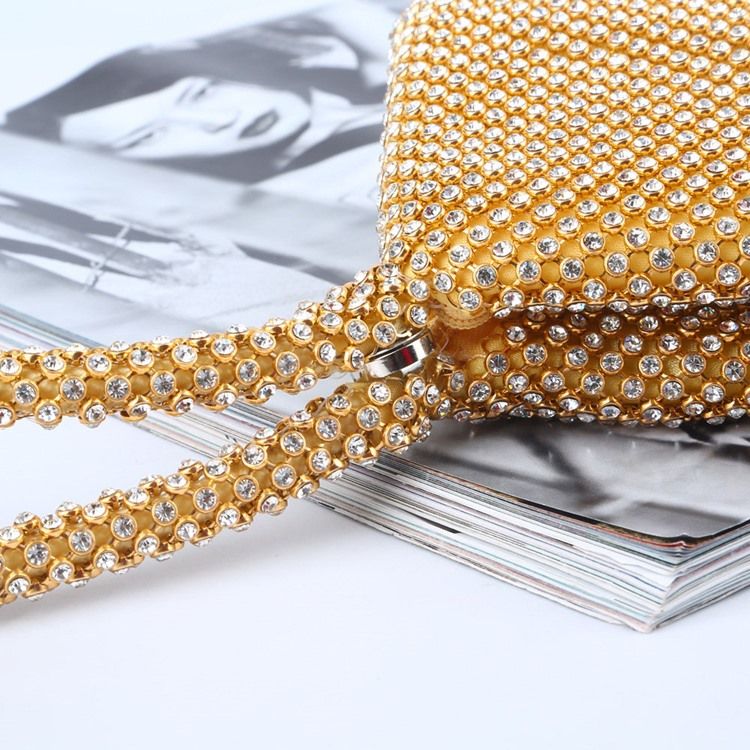 Mode Diamond Bankett Handväskor Satin Tygväskor
