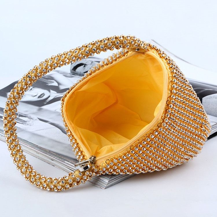 Mode Diamond Bankett Handväskor Satin Tygväskor