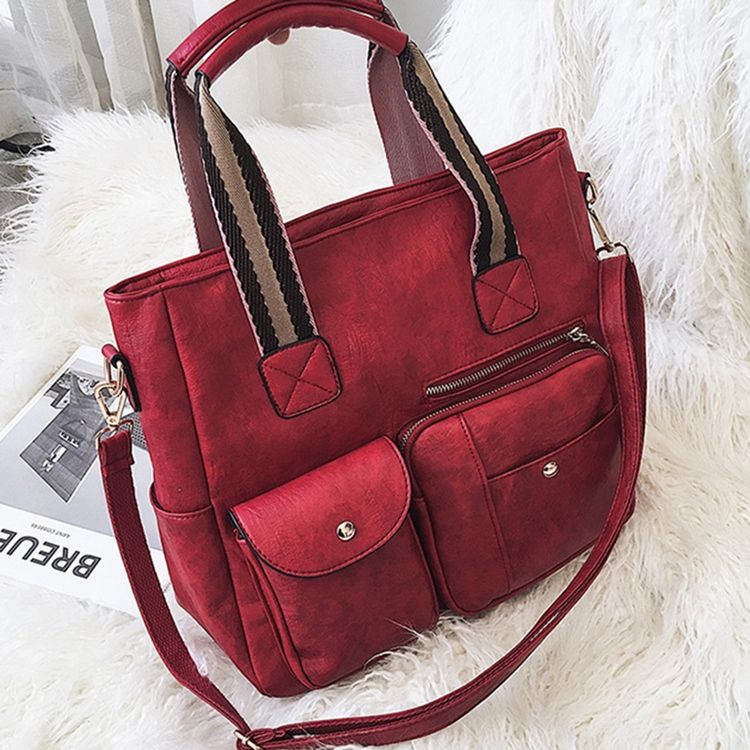 Pu Casual Plain Square Handväska