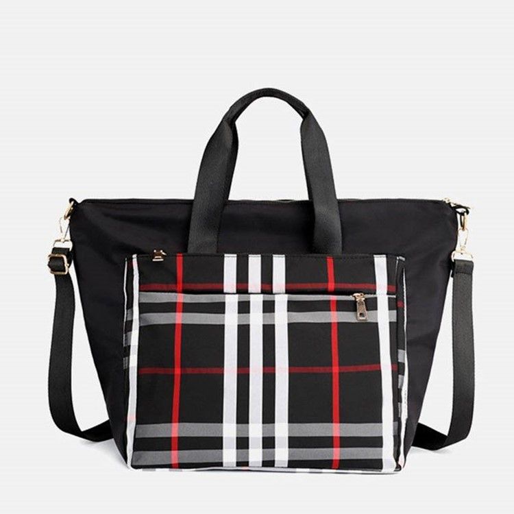 Pu Patchwork Pläd Grid Axelväska