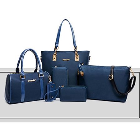 Pu Plisserad Plain Flap Bag-Set