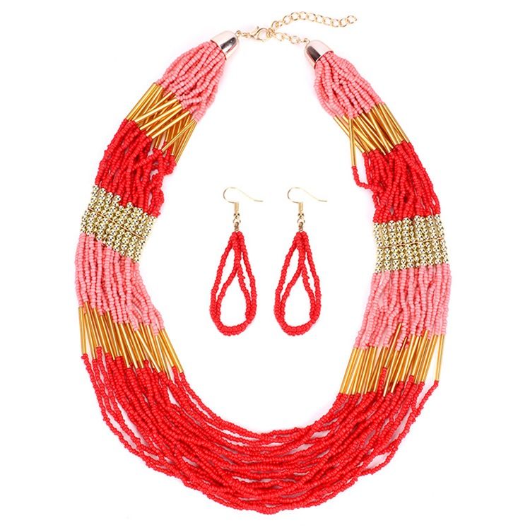 Color Block Long Drop Smyckesset