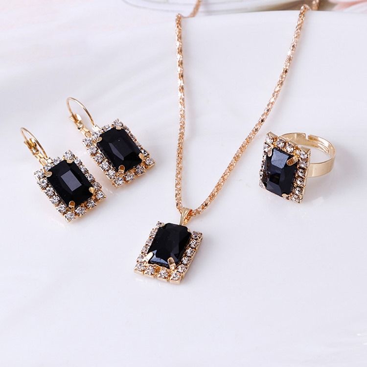 Diamante Örhängen Halsband Bröllop Smycken Set
