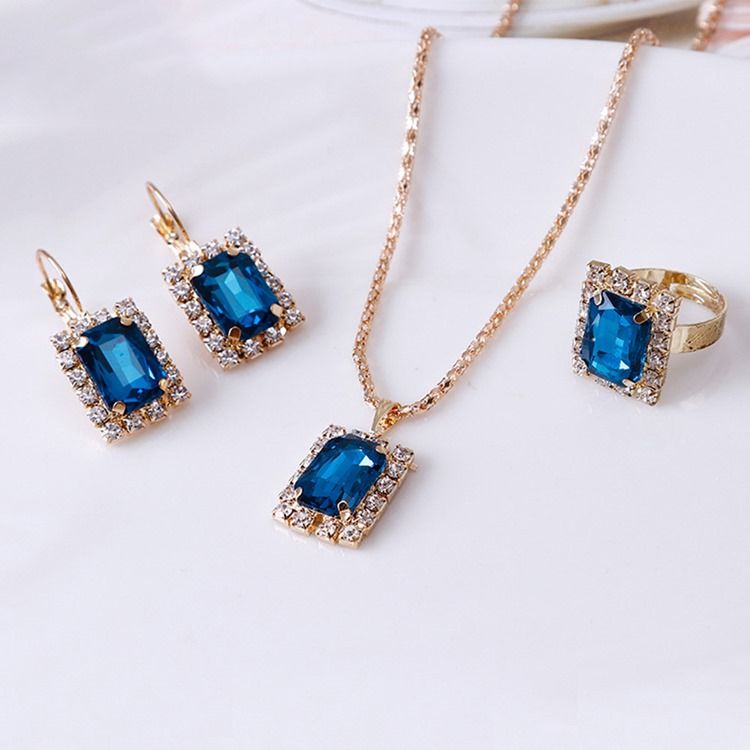 Diamante Örhängen Halsband Bröllop Smycken Set