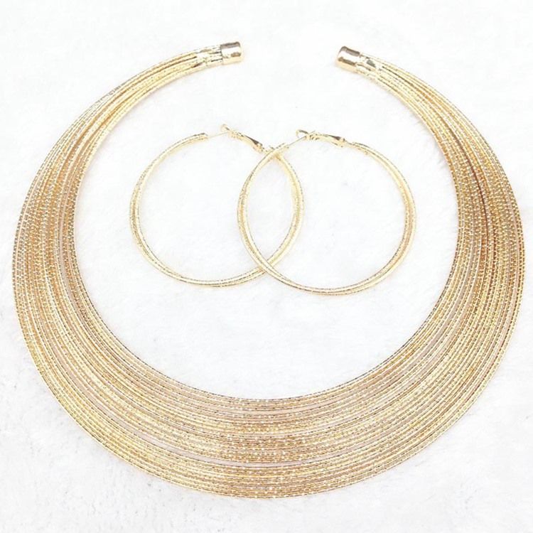 Färg Golden Nigeria Stil Smyckesset