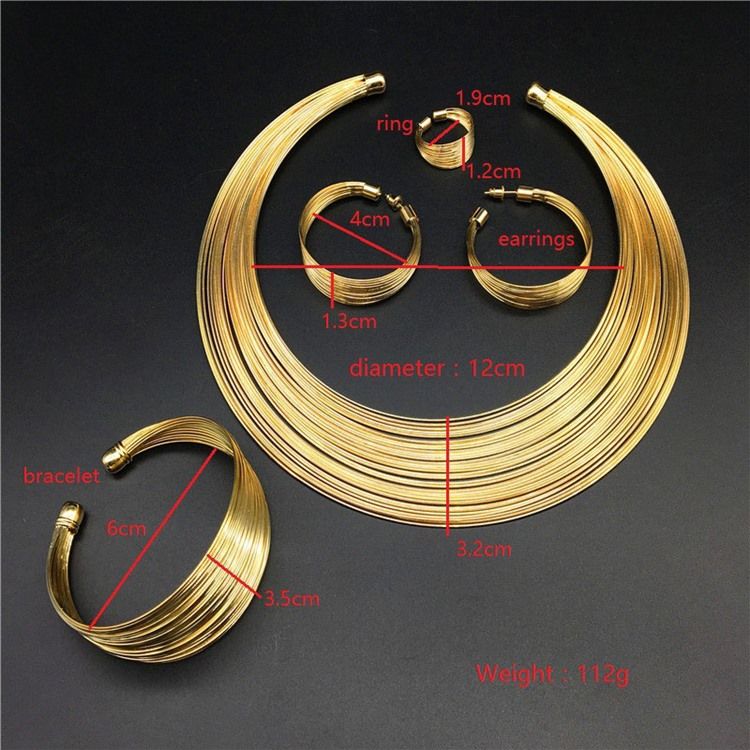 Hoop Nigeria Stil Gyllene Smyckesset
