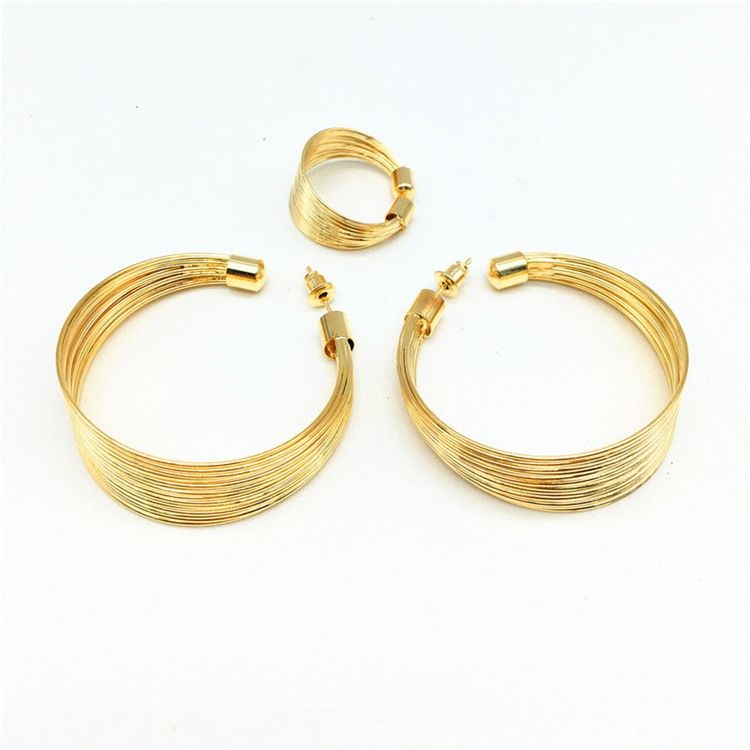 Hoop Nigeria Stil Gyllene Smyckesset