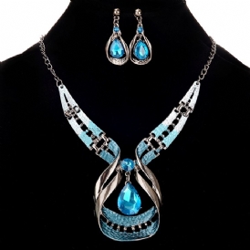 Lyxigt Safir Waterdrop Smyckesset