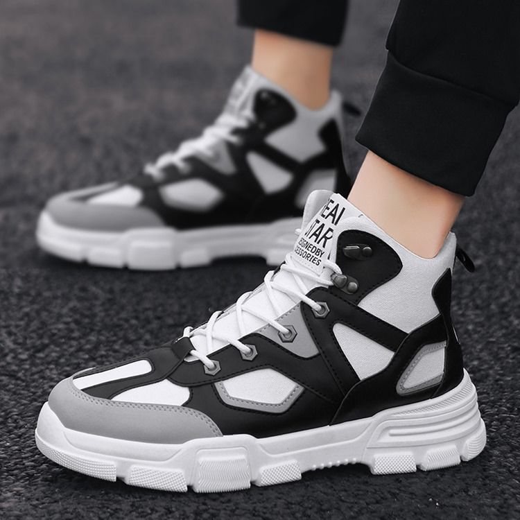 Canvas Sneakers Med Rund Tå För Män