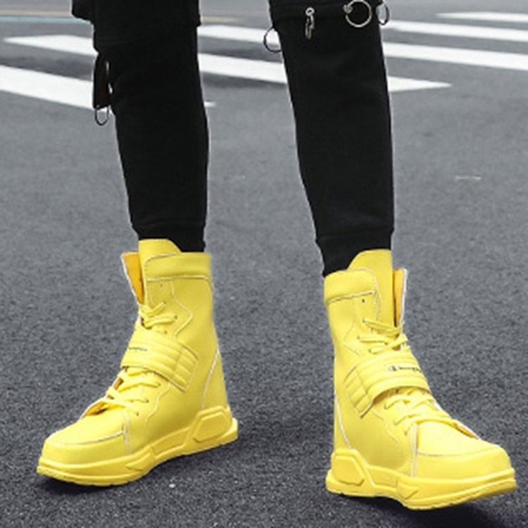 High-Cut Uppe Color Block Rund Toe Skate Skor För Män