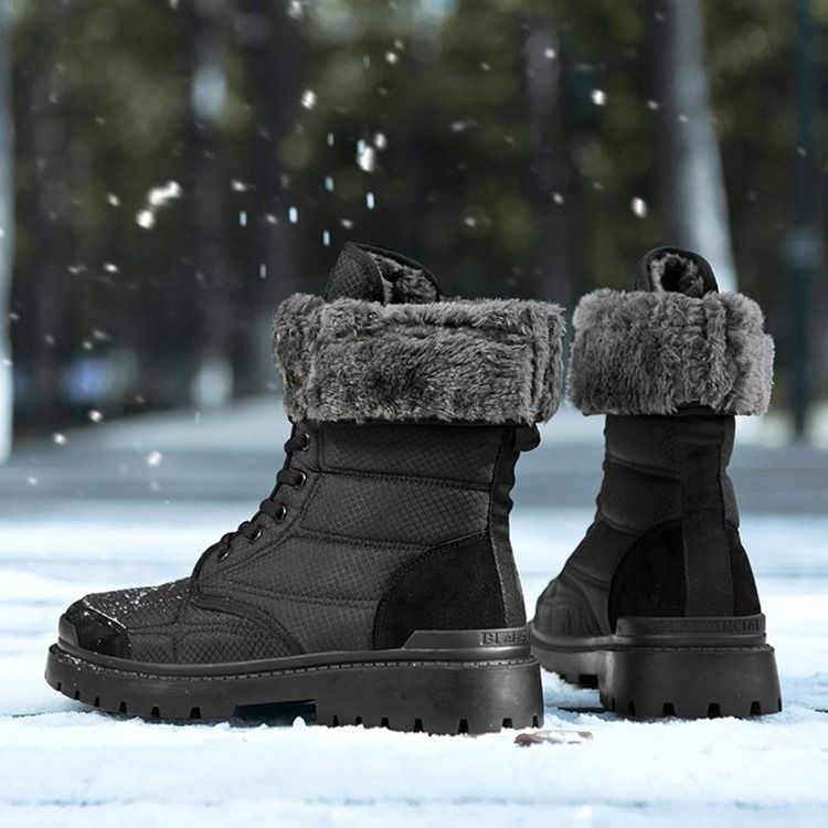 Lace-Up Front Patchwork Platt Med Snö stövlar