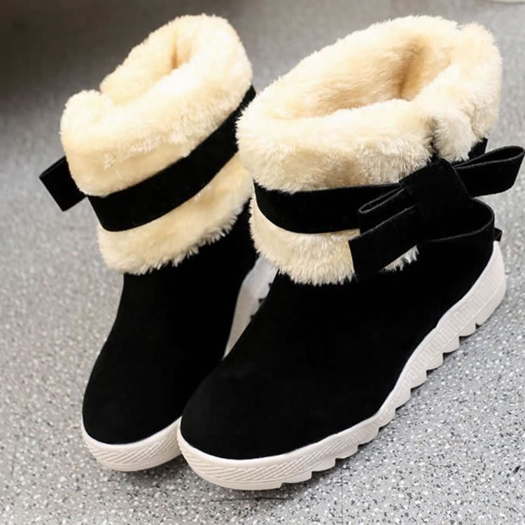 Bowknot Plain Hidden Elevator Heel Damsnöskor
