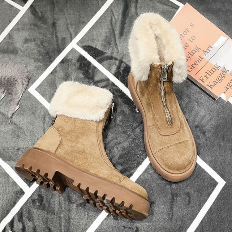 Pu Front Dragkedja Rund Toe Damsnöskor