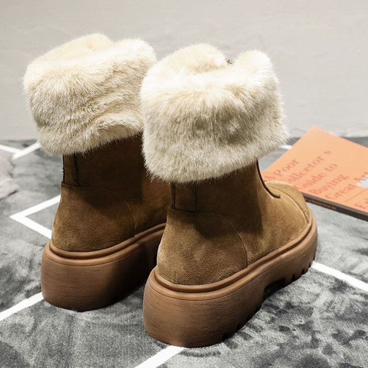Pu Front Dragkedja Rund Toe Damsnöskor