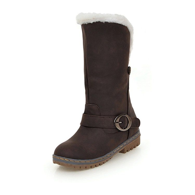 Slip-On Round Toe Color Block Platform Damstövlar
