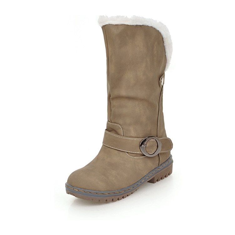 Slip-On Round Toe Color Block Platform Damstövlar