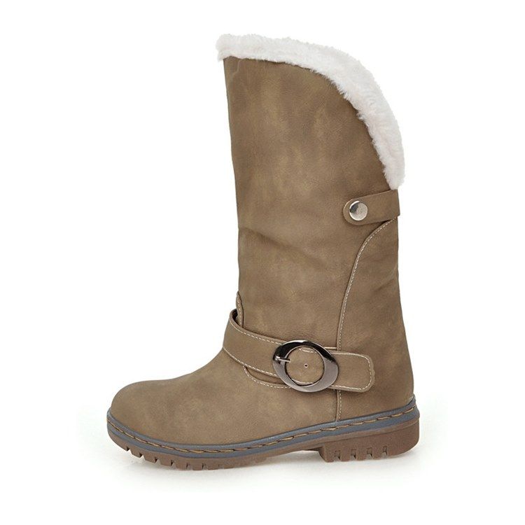 Slip-On Round Toe Color Block Platform Damstövlar