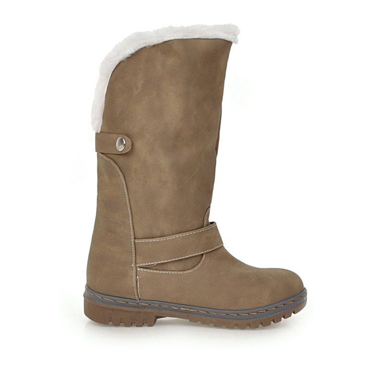 Slip-On Round Toe Color Block Platform Damstövlar