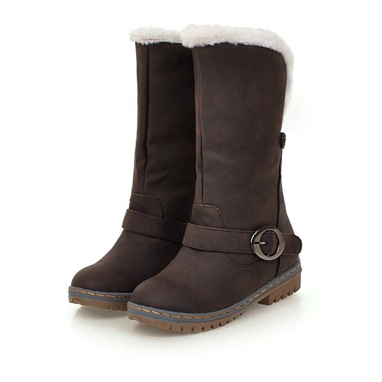 Slip-On Round Toe Color Block Platform Damstövlar