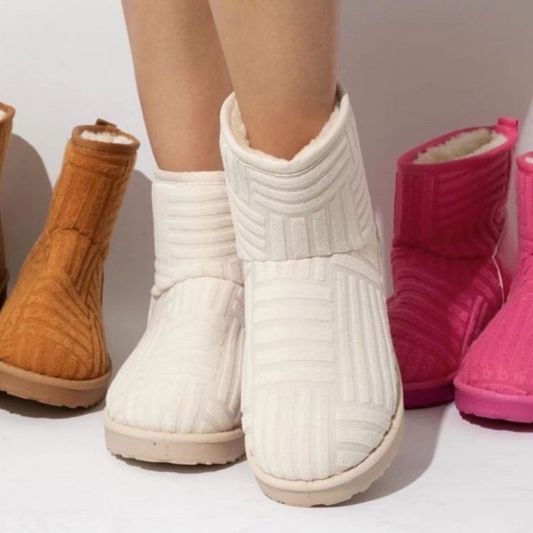 Slip-On Rund Tå Snöstövlar Med Slät Tråd