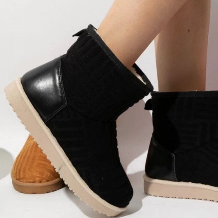 Slip-On Rund Tå Snöstövlar Med Slät Tråd