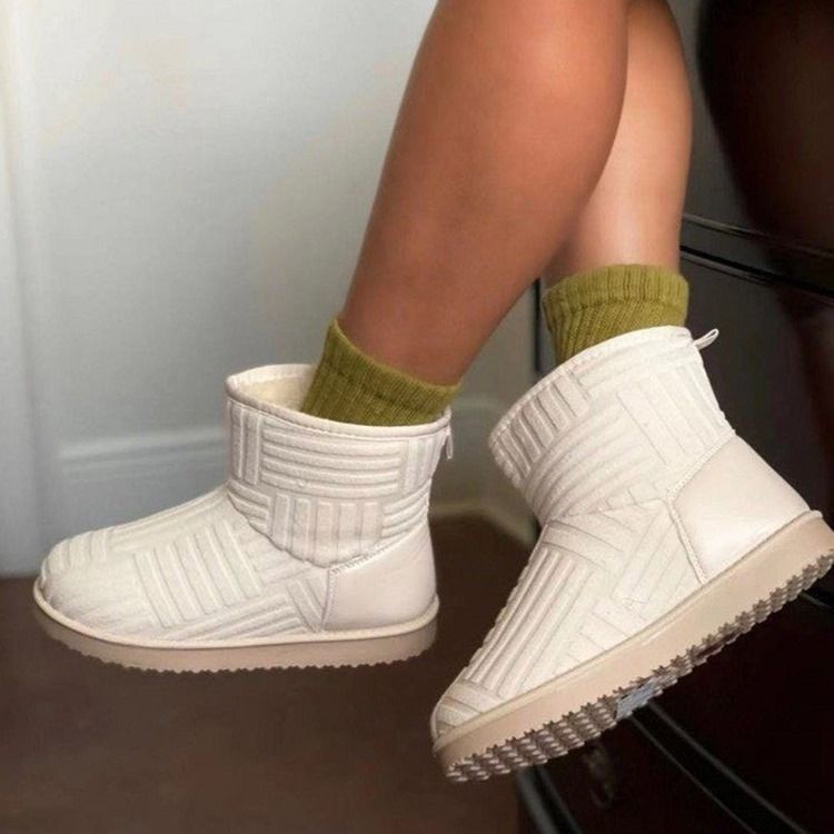 Slip-On Rund Tå Snöstövlar Med Slät Tråd