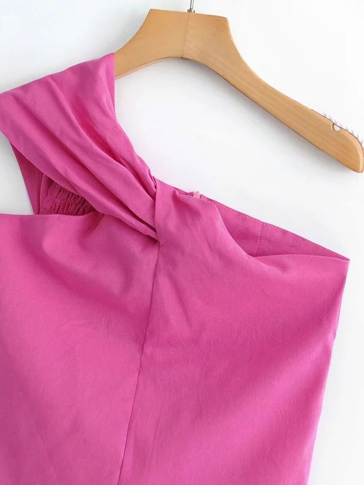 Cotton Blends Sommar Zipper Standard Linne För Kvinnor