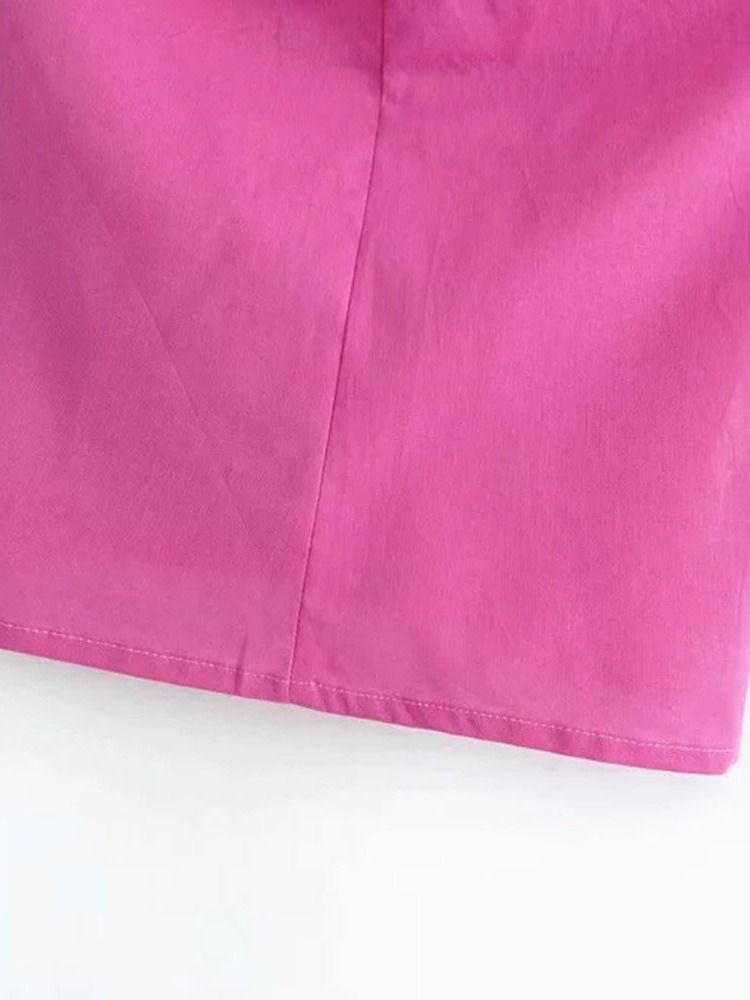 Cotton Blends Sommar Zipper Standard Linne För Kvinnor