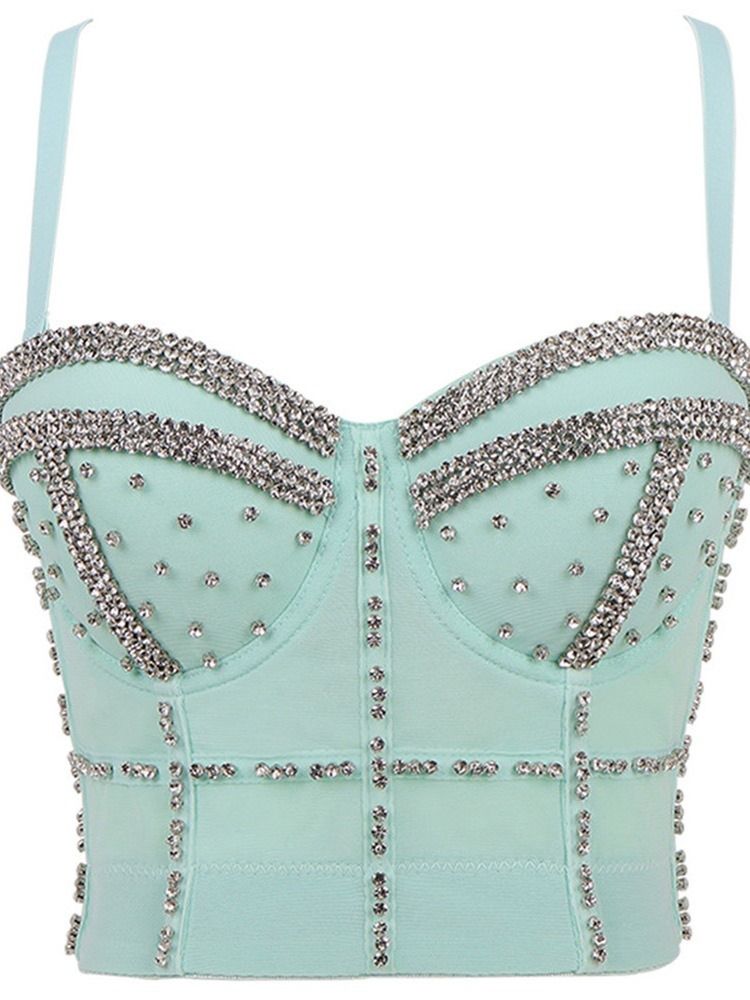 Diamond Sommar Spaghetti Straps Kort Linne