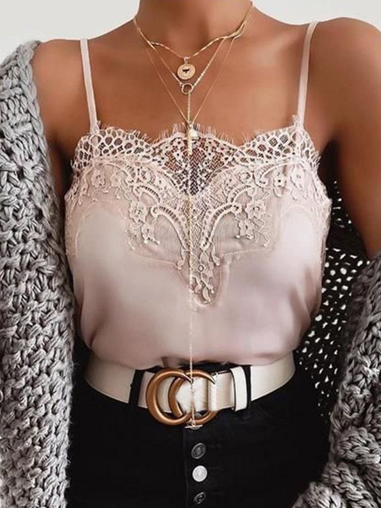 Polyester Spaghetti Straps Hollow Short Damlinne