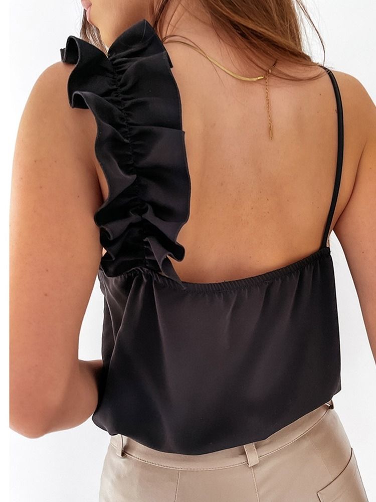 Sommar Polyester Rygglös Standard Linne För Dam