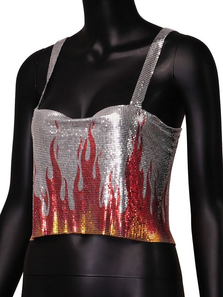 Spaghetti Straps Backless Sommar Short Tank Top