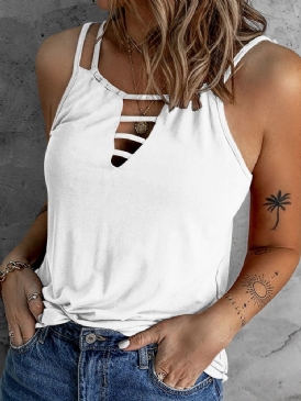 Spaghetti Straps Hollow Sommar Standard Linne