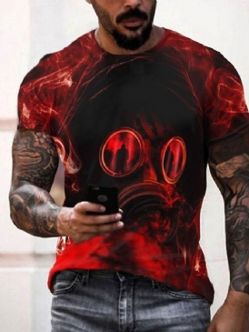 3D-Utskrift Casual Rundhalsad Tröja Kortärmad Herrt-Shirt