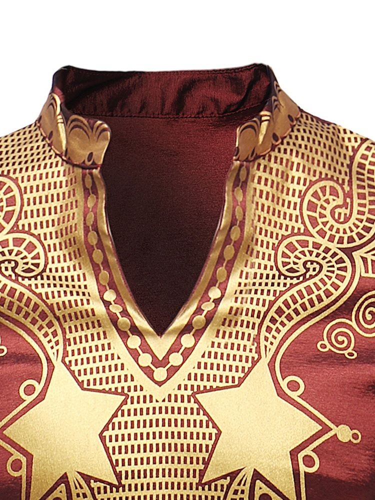Afrikansk Mode Dashiki Gyllene Tryck För Män Casual T-Shirts