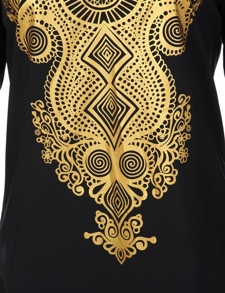 Afrikanskt Mode Dashiki Color Block Print Mellanlång Smal Herrskjorta