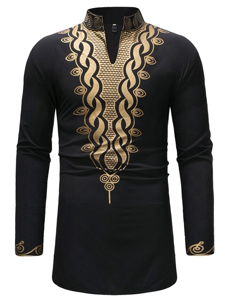 Afrikanskt Mode Dashiki Geometriska Tryck För Män Casual T-Shirts