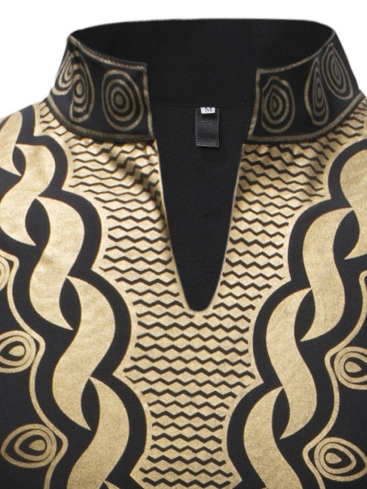Afrikanskt Mode Dashiki Geometriska Tryck För Män Casual T-Shirts