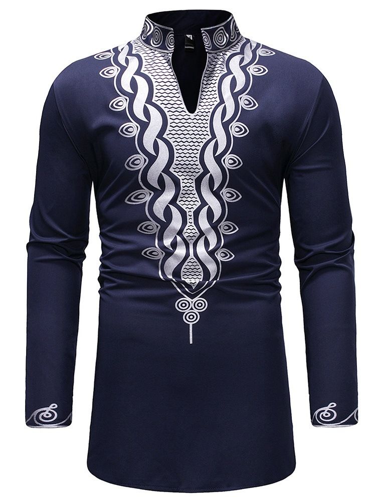 Afrikanskt Mode Dashiki Geometriska Tryck För Män Casual T-Shirts