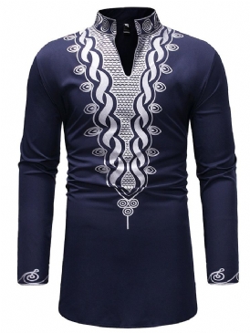 Afrikanskt Mode Dashiki Geometriska Tryck För Män Casual T-Shirts