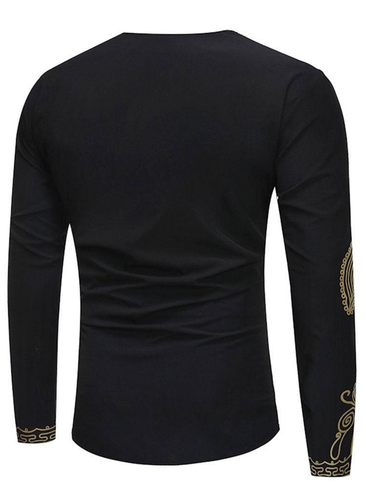 Afrikanskt Mode Dashiki Print Slim Fit T-Shirt För Män