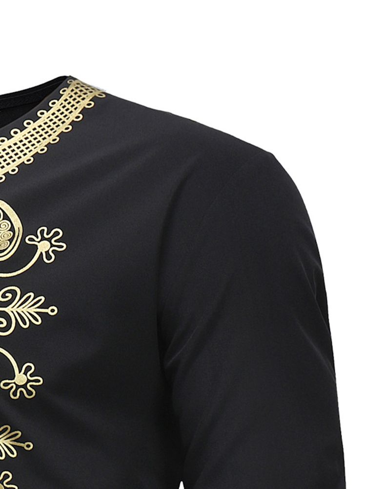 Afrikanskt Mode Dashiki Print Slim Fit T-Shirt För Män