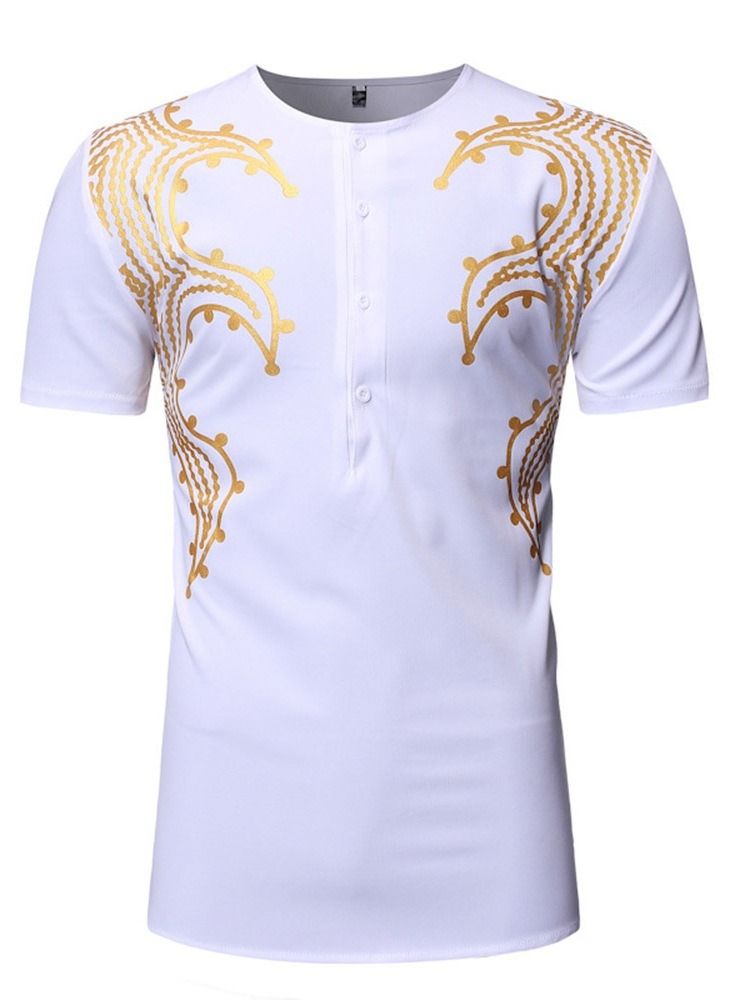 Afrikanskt Mode Dashiki Rundhalsad Rak Kortärmad T-Shirt För Män