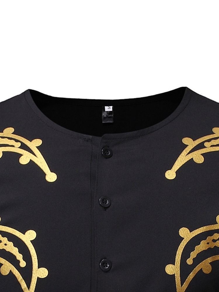 Afrikanskt Mode Dashiki Rundhalsad Rak Kortärmad T-Shirt För Män