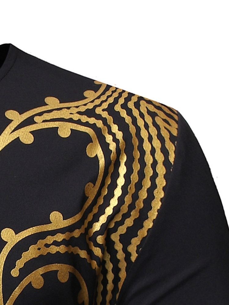 Afrikanskt Mode Dashiki Rundhalsad Rak Kortärmad T-Shirt För Män