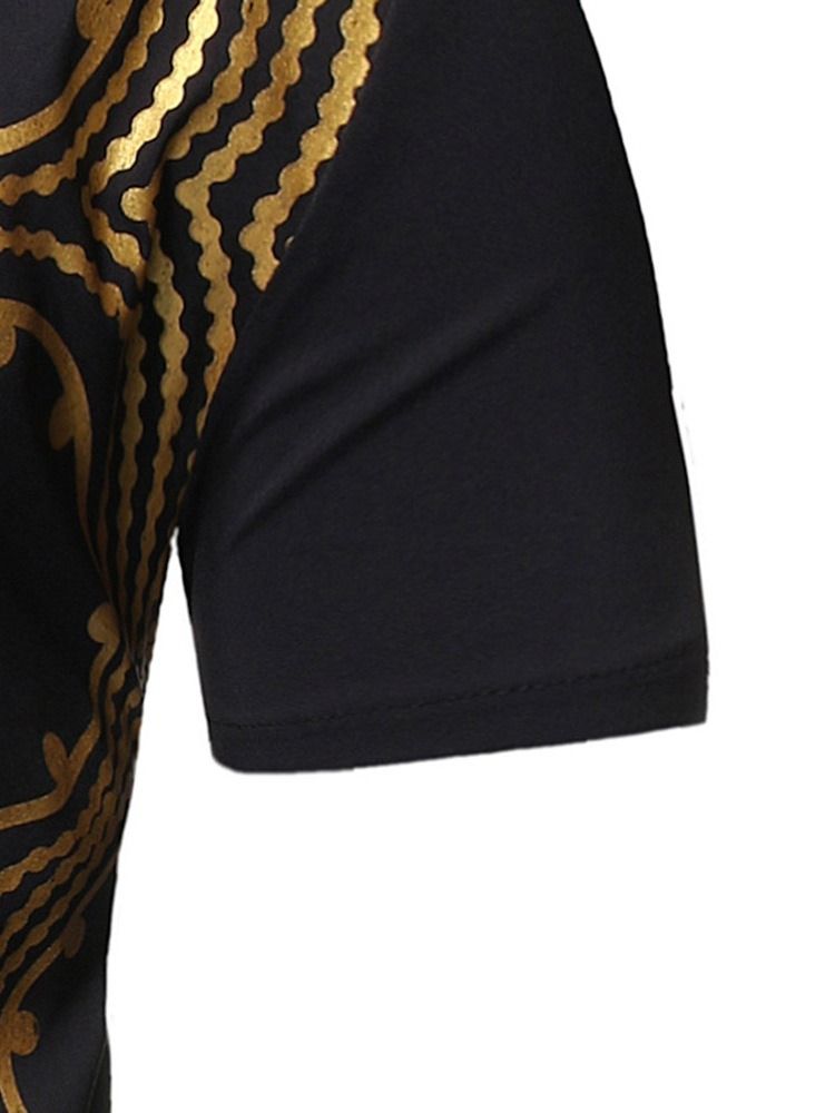 Afrikanskt Mode Dashiki Rundhalsad Rak Kortärmad T-Shirt För Män