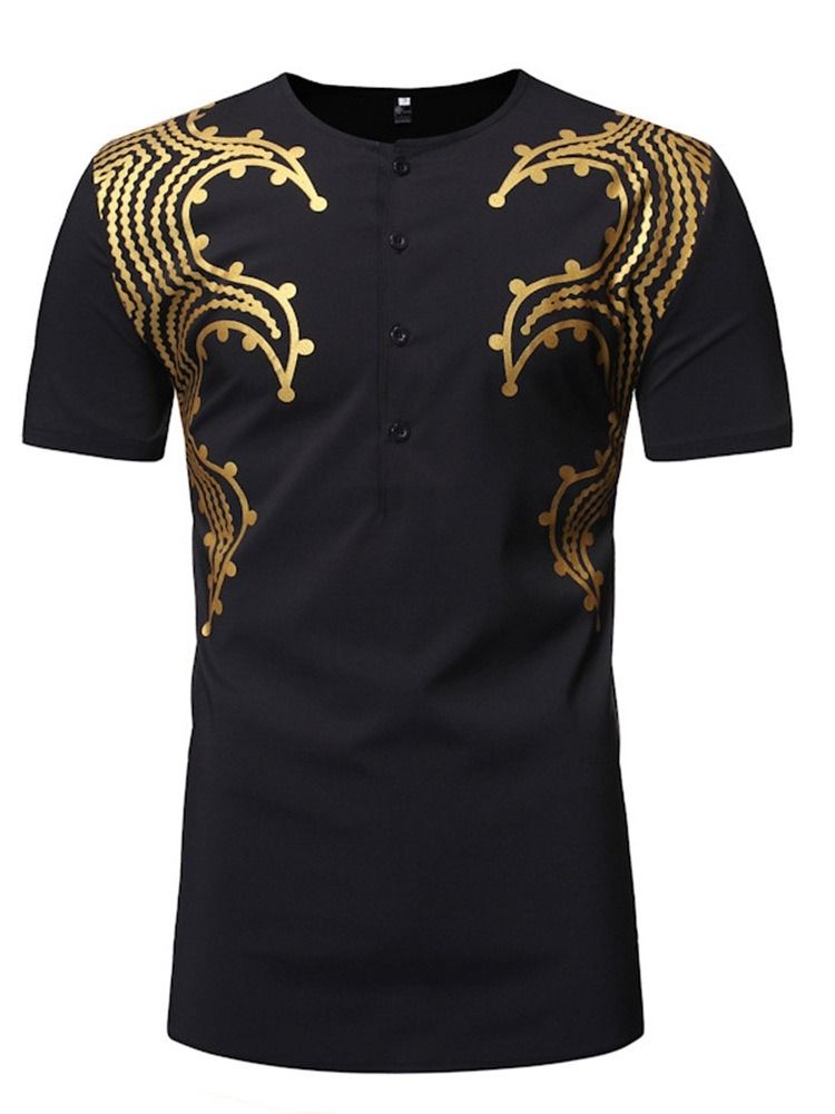 Afrikanskt Mode Dashiki Rundhalsad Rak Kortärmad T-Shirt För Män