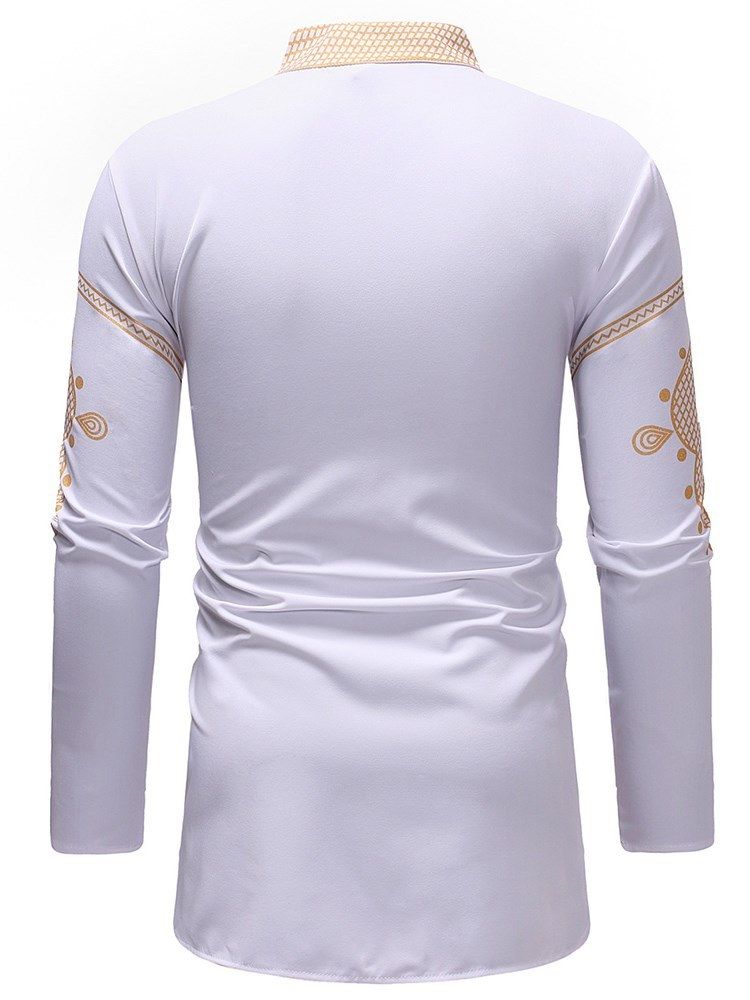 Afrikanskt Mode Dashiki Stativ Krage V-Ringad Män Casual T-Shirts