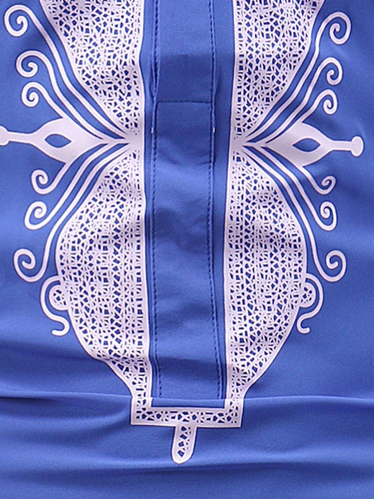 Afrikanskt Mode Dashiki Stativkrage För Män Casual T-Shirts