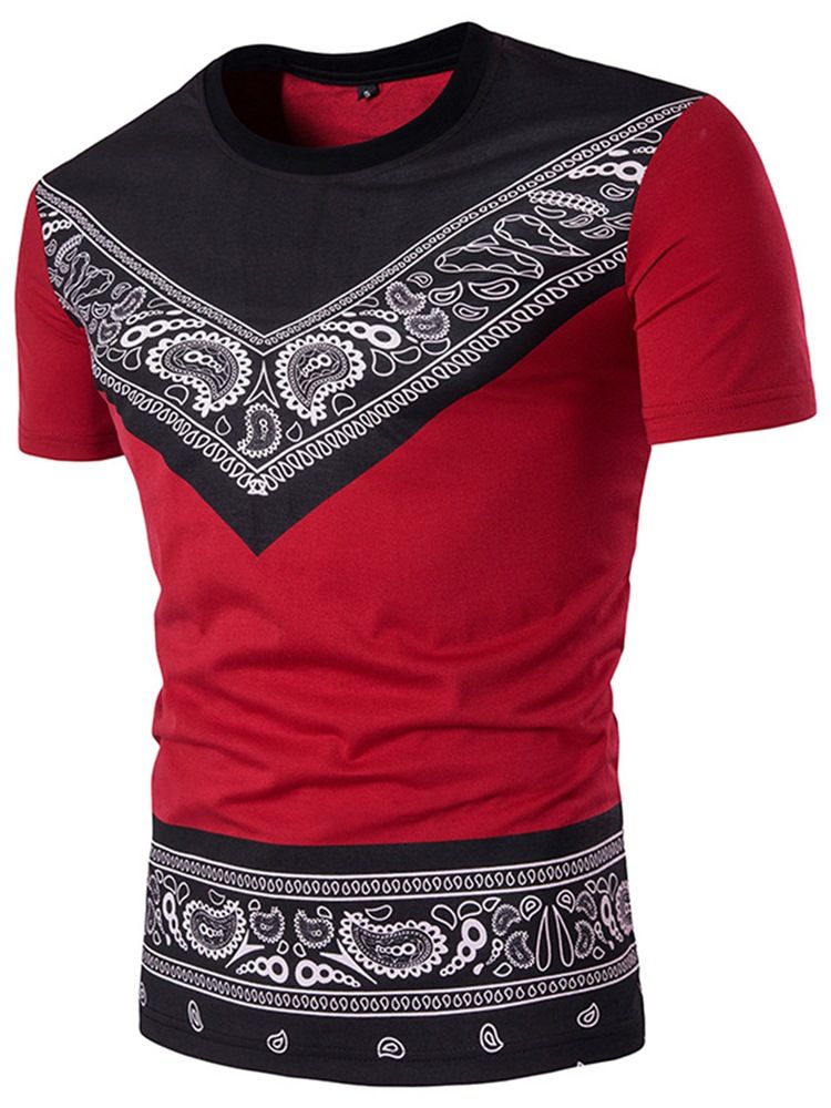 Afrikanskt Mode Dashiki T-Shirt För Män Med Rund Hals